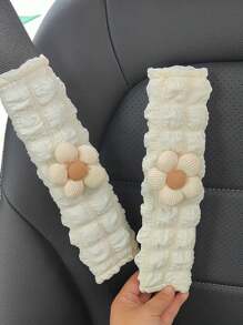 1 pièce/2 pièces Housse de ceinture de de voiture à motif floral, protecteur d'épaule de ceinture de style simple, accessoires automobiles universels