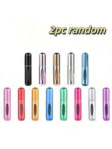 2pc Mini Refillable Perfume Atomizer Spray Bottle Set – Travel Size Fragrance Dispensers In Random Colors – Leakproof, Easy To Fill, Ideal For On-The-Go Use In Purses, Pockets, Gym Bags, Travel, Parties, Shopping & Everyday Scent Touch-Ups - 彩色 - 查看 1