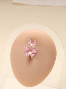 1pc Surgical Steel Butterfly Navel Piercing Jewelry, Belly Button Ring,Suitable For Women, Girls, Holiday Party Gift