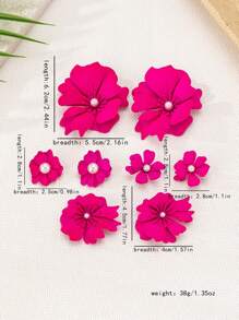 1 Set de 4 pares de aretes colgantes vintage exagerados con decoración de perlas falsas y diseños florales y geométricos irregulares para mujeres