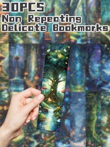 30 piezas Marcadores de libros con temática de bosque misterioso, no repetitivos y delicados, ideales como regalo festivo, tarjetas decorativas de lectura, papelería, regalos para clubes de lectura, escritores, amantes de los libros, estudiantes, maestros y útiles escolares