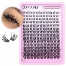 Lash Clusters Wispy Eyelash Clusters C-Curly Individual Lashes Zanlufly Natural 300Pcs Cluster Lashes Eyelash Extension 10 12 14MM DIY Lash Extension - B-natural 01 - View 6