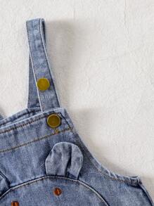 Süße Denim-Latzhosen mit Bärenstickerei für Kleinkind Jungen