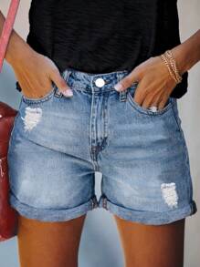 Simple Casual Street Women's Denim Wide Leg Loose Shorts Hot Pants Summer Fashion