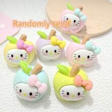 Sanrio (Authorized) 1pc Sanrio Cartoon Apple KT Cat Resin Accessories Cream Glue DIY Hair Clip Headband Phone Case Shoe Buckle Pendant Material, Suitable For Various Holiday Gifts And Party Gifts