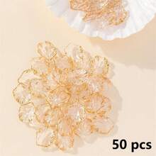20/50/100pcs Acrylic Leaf & Flower Pendants, Transparent Leaf Charms For Jewelry Making, Bracelet Necklace Earrings DIY