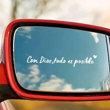 Spanish Car Rearview Mirror StickersCon Dios Todo Es Posible Mirror Decal For Car,Waterproof Christian Car Accessories For Bottle Laptop Window Sticker Suitable For Car Rearview Mirror, Water Cup - one-size - View 7