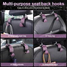 2 ganchos para asiento de coche con cristales brillantes, ganchos colgadores para reposacabezas de automóvil, ganchos traseros para bolso, bolsa de la compra, ropa de color rojo - 2 piezas - Ver 8