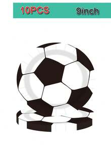 10 piezas de platos y servilletas con temática de fútbol para fiesta de cumpleaños, suministros de fiesta de fútbol, vajilla, cubiertos y decoración, decoración de baño para fans de fútbol en fiesta de cumpleaños - Multicolor - Ver 7