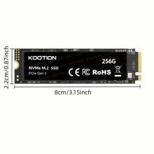 KOOTION M.2 NVMe SSD de 256GB-512GB-1TB-2TB - PCIe 3.0x4, 3D TLC NAND, 3400MB/S - Unidad 3D NAND confiable para escritorio, portátil, mini PC y sistemas industriales - a prueba de golpes y eficiente energéticamente - Negro - Ver 7