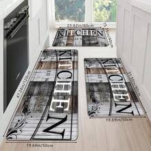 1pc/2pcs Classic Dark-Colored Durable Wood Grain Kitchen Floor Mat, High Rebound Memory Foam, Water-Absorbent & Non-Slip, Suitable For Kitchen, Bathroom, Hallway, Entryway, Dining Room And Other Home Decor - Brown - View 9