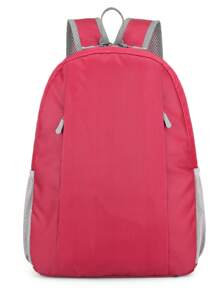 1 pieza Mochila plegable de gran capacidad de nailon unisex para niños, mochila ligera de color caramelo para senderismo al aire libre, mochila escolar con cierre de cremallera, adecuada para todas las estaciones