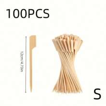 100 件竹签 - 宽扁木签，适用于烧烤、烤肉、开胃菜和熟食 - 适合家庭晚餐、三明治、水果鸡尾酒等 - 熟食配件 | 装饰性烤串 | 木签、竹签 - 彩色 - 查看 12