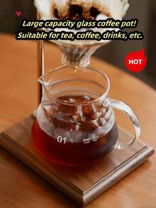 大容量玻璃咖啡壶，带刻度，滴滤式咖啡壶，玻璃壶身，适用于咖啡、饮料、茶 - 彩色 - 查看 1