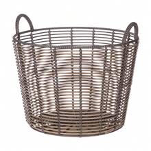 Extra Large Round Poly Rattan Storage Basket With Handles - 1 - View 2