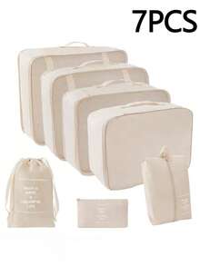 7pcs Travel Organizer Set - Waterproof Packing Cubes, Portable Luggage Bags, Clothes Storage Bags, Travel Organizer Bags, Minimalist Polyester Luggage Organizers, Travel Essentials, Toiletry Bag, Drawstring Travel Bags, Multi-Piece Travel Organizer For Men & Women, Bedroom, Dorm, Moving, Assorted Sizes Toiletry Organizer, Large Capacity Travel Bags, Waterproof Portable Organizer Bags For Clothes, Pants, Shoes, Socks, Luggage, Bohemian Style - Baby Blue - View 2