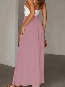 Women's Casual Solid Color Wide Leg Pocket Pants