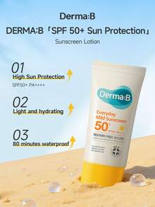 DERMA:B DermaB Protector solar suave diario SPF50+ PA++++ 50ml - Suave y resistente al agua | Hidratante, sin grasa, para piel sensible y bebés - Protector solar suave diario FPS 50+ PA++++ - Ver 4