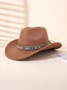 1 pieza Sombrero Trilby de unicolor para niños, Sombrero de vaquero estilo occidental para niñas, Adecuado para fiestas, reuniones y salidas