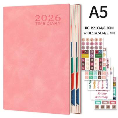Libro de planificación diaria y calendario 2026 -320 páginas Gestión del tiempo con 5 pegatinas Organización de tareas | Libro de planificación moderno | Cuaderno, Planificación diaria, semanal y mensual Libro de planificación de calendario, Útiles escolares, Vuelta al colegio'