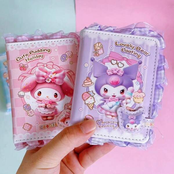 Sanrio 1pc Sanrio Kuromi A7 Lace Magnetic Notebook, Melody Hot Stamping PU Notebook, Random Style School Supplies, Back To School