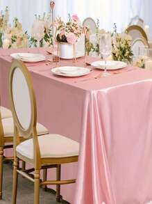 1 Set Rectangular Satin Tablecloth + 1 Set Table Runner, 57.08"X102.3", White/Black/Rose Gold, Satin Tablecloth/Chair Sash/Chair Back Decoration, Suitable For Home, Indoor, Outdoor, Picnic And Camping, Suitable For Decorating All Holidays And Formal Occasions, Applicable To Wedding/Hotel/Restaurant Party/Birthday Party/Easter/Wedding Season