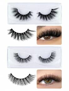 20 Pairs Fluffy&Thick 3D False Eyelashes With Paper Box,Natural Looking Soft,Volume Eyelashes Fake Eyelashes,Protable,Europe And America Style Thick,Cartoon Eyelashes Wet Look Makeup Manga Lashes,Dramatic Messy Mink Lashes Wispy,Cosmetic Makeup Tool For Beginner - màu đen - Xem 6