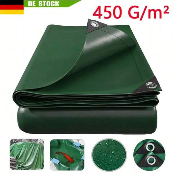 Abdeckplane Wasserdicht, 450 g/m² PVC Schutzplane Gewebeplane mit Ösen, UV Stabil Reißfest LKW Plane, Mehrzweck Abdeckung für Gartenmöbel Holz Pool Trampolin Auto