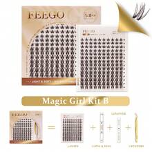 FEEGO - Extensiones de pestañas individuales con rizo en C, volumen, anime, con banda fina, para cosplay, hazlo tú mismo en casa (bonitas) - Kit de chica mágica B - Ver 2