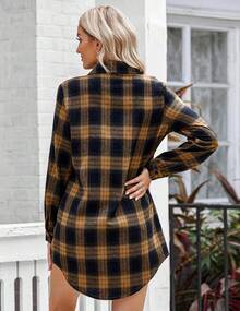 Seasonal Women's Flannel Plaid Shirts Long Sleeve Mid-Long Casual Boyfriend Shirts With Pockets Blouse Womenswear Oversize Comfort