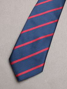 1 chiếc cà vạt cài áo sọc thường ngày, sọc xanh navy và đỏ, dành cho cả nam và nữ, dùng cho tiệc công ty và tiệc cưới, phụ kiện phù hợp cho mọi mùa - Nhiều màu - Xem 5