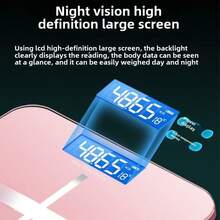 1 件玫瑰金和淡蓝色渐变宠物兔设计高精度电子体重秤，成人健康秤，小型称重仪器。背光 LCD 显示屏，圆形设计，AAA 电池供电，浴室秤，适合家庭使用，现代浴室秤，结构坚固。 - 標準 - 查看 13