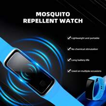1 relógio repelente de mosquitos azul, pulseira esportiva para atividades ao ar livre, repelente físico de mosquitos, dispositivo repelente casual de mosquitos, pulseira antimosquitos feminina, para atividades ao ar livre, caminhadas, acampamentos, trilhas de verão, dispositivo repelente de mosquitos para passeios, relógio repelente de mosquitos masculino, tamanho ajustável, macio e confortável, presente para família e amigos, unissex