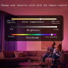 LED 灯可调光多色 RGB 灯泡 2000 毫安时可充电灯泡 A65 灯智能遥控家居装饰、户外活动和露营