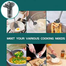 15PCS Kitchen Silicone Utensils Set-Cooking Utensils Set With Handle Non-Stick Cooking Spoons Utensil Sets Silicone Kitchen Utensils Set Heat Resistant Kitchen Tools Heat Resistant Set - Grey - View 6