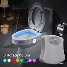 Toilet Night Light , Motion Sensor Activated LED Lamp, Fun 8/16Colors Changing Bathroom Nightlight Add On Toilet Bowl Seat, Perfect Decorating Gadget For Dad Adults Kids Toddler-Battery Not Included - Multicolor - View 12