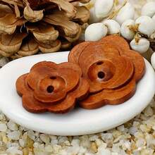 10pcs Vintage Wooden Buttons | Double-Sided Flower Design In Rich Red & Brown, Ideal For Coats, Blazers, Cardigans, And Crafts, Sewing Notions & Supplies - Multicolor - View 3