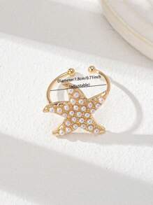 1 Pc Starfish Toe Ring For Women Faux Pearl Decor Sea Star Beach Travel Toes Decoration Summer Vocation Foot Jewelry