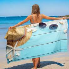 Dickhandtuch aus Frottee, hochabsorbierend, Strandtuch, Erwachsenen-Badetuch mit Digitaldruck, schnelltrocknend, Strandutensilien, Strandaccessoires, Schwimmhilfe