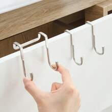 2 Silver Double S Metal Traceless Hooks, Portable And Easy To Install Without Holes, Suitable For Home Cabinet Doors, Dormitories, Wardrobes, Bathroom Door Backs, And Student Dormitories