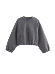 Women's 2025 Autumn Fashion Street Style Solid Color Zipper Pocket Short Jacket Coat