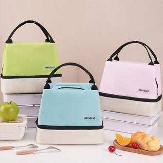 New Dopamine Large Capacity Double Lunch Bag Waterproof Portable Lunch Box Bag Cationic Large Insulated Bag Ice Bag Thickened Picnic Bag Thermal Cooler Lunch Box Bag Picnic Travel Outdoor Summer Beach Women's Picnic Bag Thermal Lunch Bag Multi-Functional Picnic Bag Commuter Bento Bag For Back To School School Stuff Bag For School Work Lunch Bag For Women Cooler Bag Picnic Accessories School Accessories