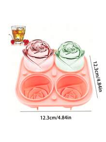 1 stampo per cubetti di ghiaccio a forma di rosa in silicone, stampo per cubetti di ghiaccio a forma di rosa a 4 celle per creme gelate, stampo per rose tridimensionali, accessorio da cucina per ristoranti, stampo per cubetti di ghiaccio per cortile domestico, picnic all'aperto e campeggio, vassoio in silicone per whisky e cocktail, adatto per la preparazione di bevande fredde, succhi, caffè e dessert, accessorio da cucina estivo