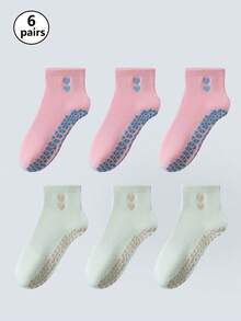1/2/6 paires de chaussettes de yoga pour femmes avec broderie en forme de cœur, chaussettes adhérentes pour le pilates, chaussettes montantes pour fitness en salle, yoga et entraînements quotidiens - Multicolore - Voir 11