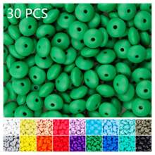 QYDCX Contas de lentilha de silicone faça você mesmo, 6/30/50/100/1800 peças, 12 mm, 30 cores, cordão faça você mesmo e contas acessórias