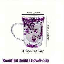 1 Set Of 300ml Novel Double-Layer Dried Flower With Handle Double-Layer Glass Cups, Multiple Colors To Choose From, Bell Cup Type, Insulated And Heat-Resistant Transparent Coffee Cups, Breakfast Milk Cups, Gift For Girlfriend And Boyfriend