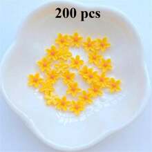 1 paquete de 100/200 piezas mini flores planas de 0,75 cm/0,29" de resina linda para decoración de joyería