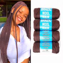 4 Rolls 100% Brazilian Wool Acrylic Yarn, Suitable For African Braids/Senegalese Twists/Wigs/Wraps, Includes Crochet Hook (4 Rolls, Reddish Brown), Halloween - Multicolor - View 10