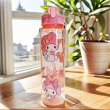 Sanrio (Authorized) Sanrio Hello Kitty Kuromi Melody Jade Guigou 800ml/27 Oz Cartoon Transparent Sports Water Bottle, Leak Proof, Portable, Drop Proof, Comes With Pop Up Lid, Suitable For Exercise, Slow Running, Gifts For Her, Birthday Gifts, Graduation Season, Summer Travel Accessories, Etc