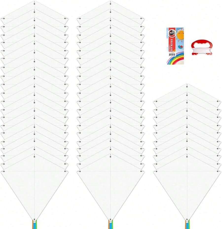 Kit para hacer cometas DIY, Paquete de cometas para decorar y colorear (3 paquetes de cometas de diamante blanco) - 43409987 - Ver 1